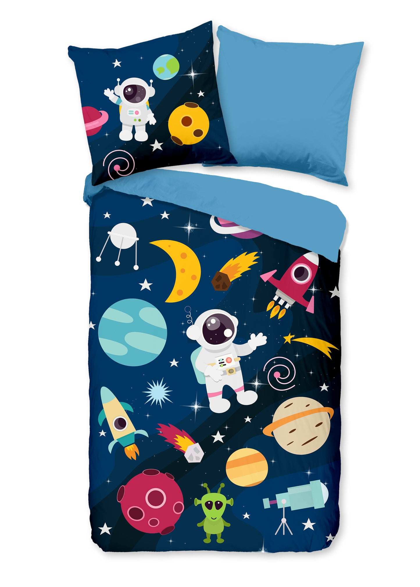 Kinderdekbedovertrek Pure microvezel Planets - Duitsland 135x200 + 1* 80x80 cm