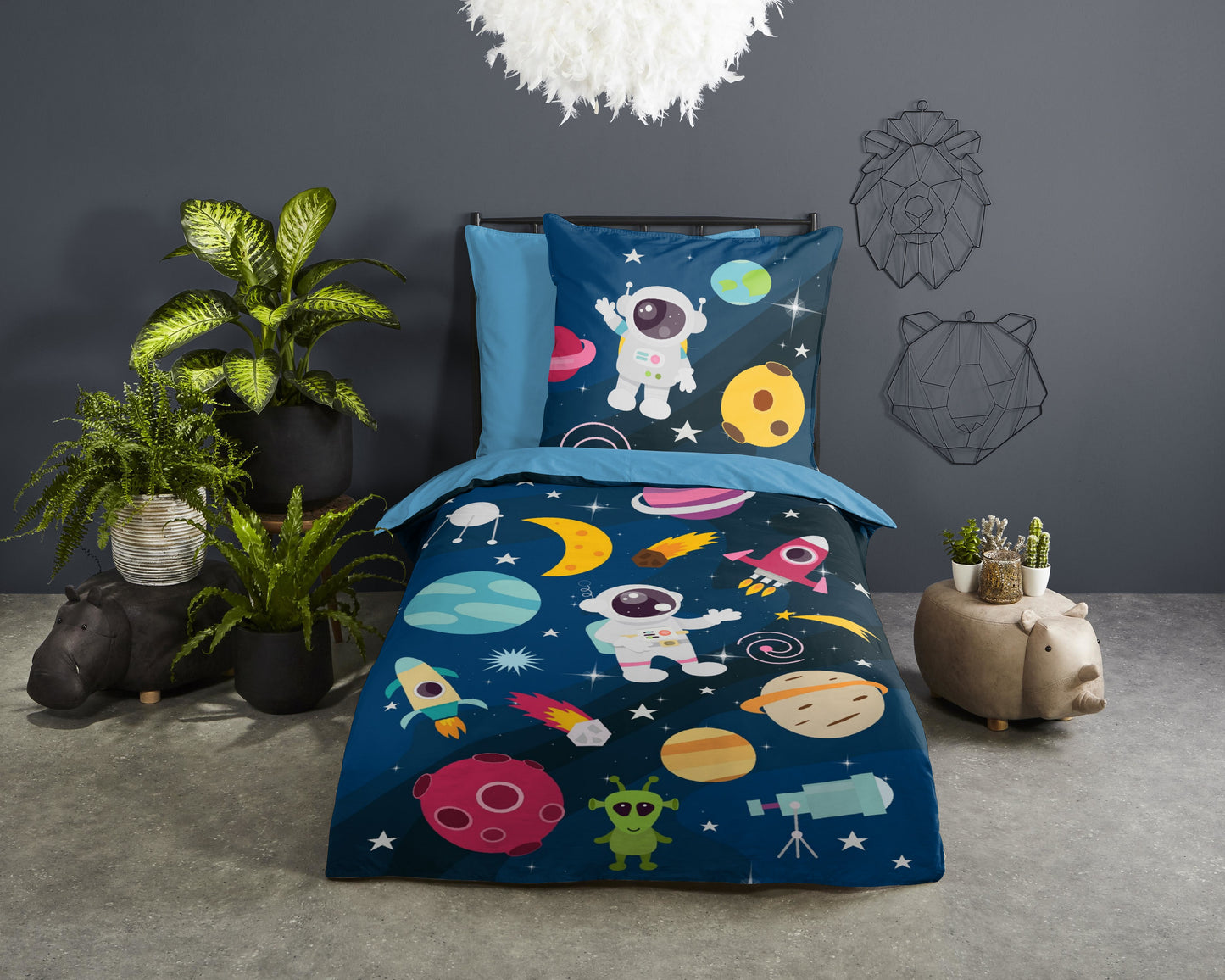 Kinderdekbedovertrek Pure microvezel Planets - Duitsland 135x200 + 1* 80x80 cm