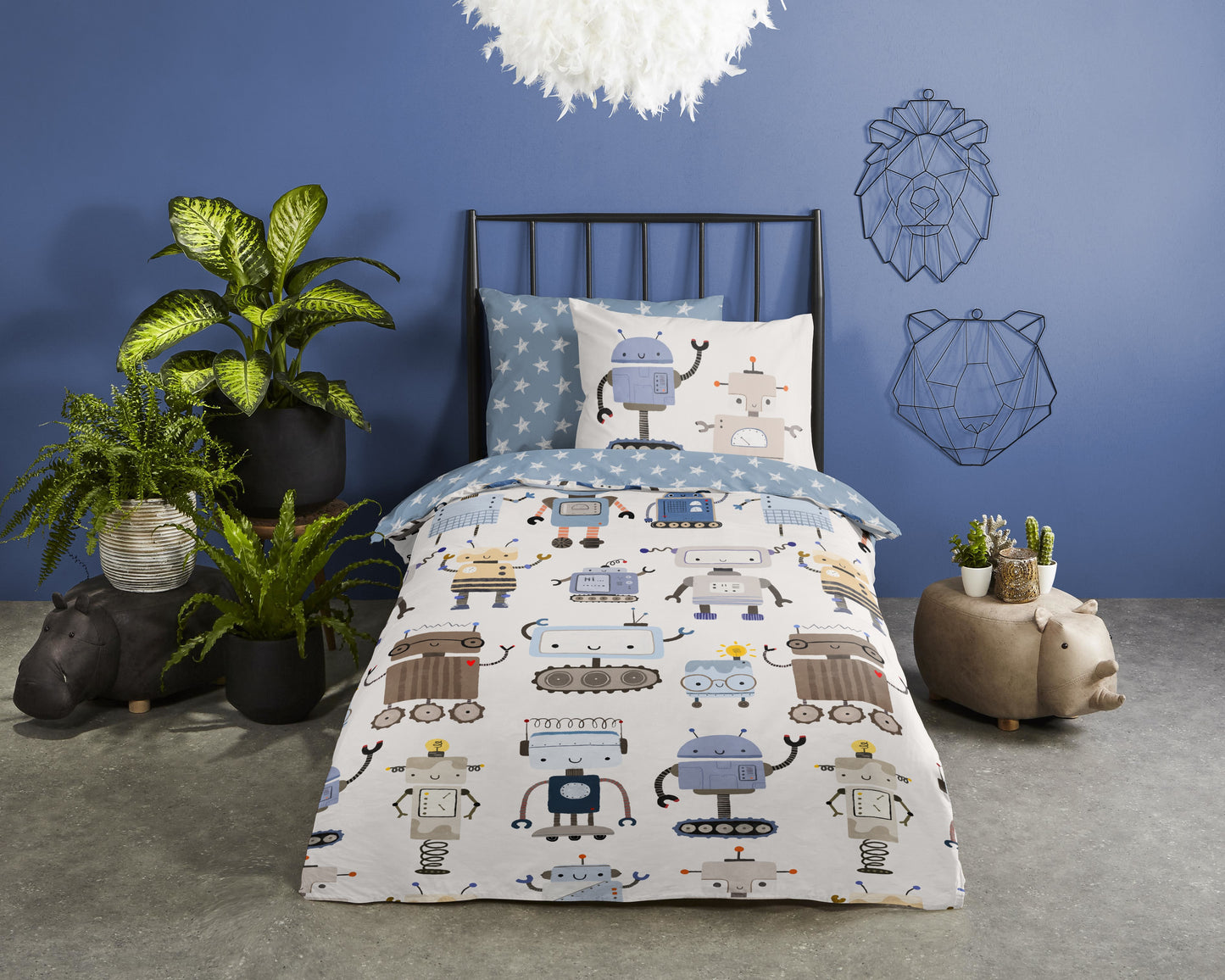 Kinderdekbedovertrek Good Morning Robo - 1 persoons 140Ã—200/220 cm