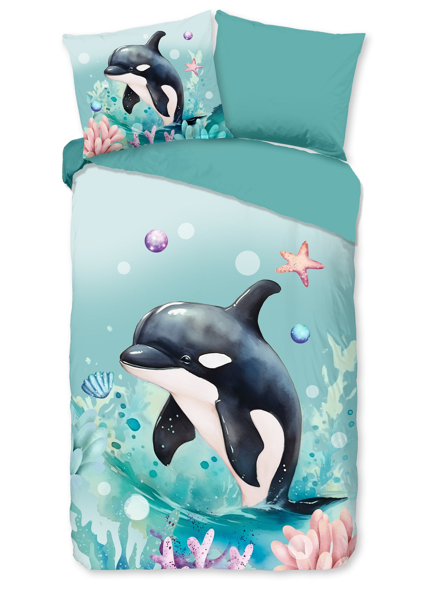 Kinderdekbedovertrek Pure microvezel Splash - 1 persoons 140Ã—200/220 cm