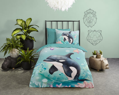 Kinderdekbedovertrek Pure microvezel Splash - 1 persoons 140Ã—200/220 cm