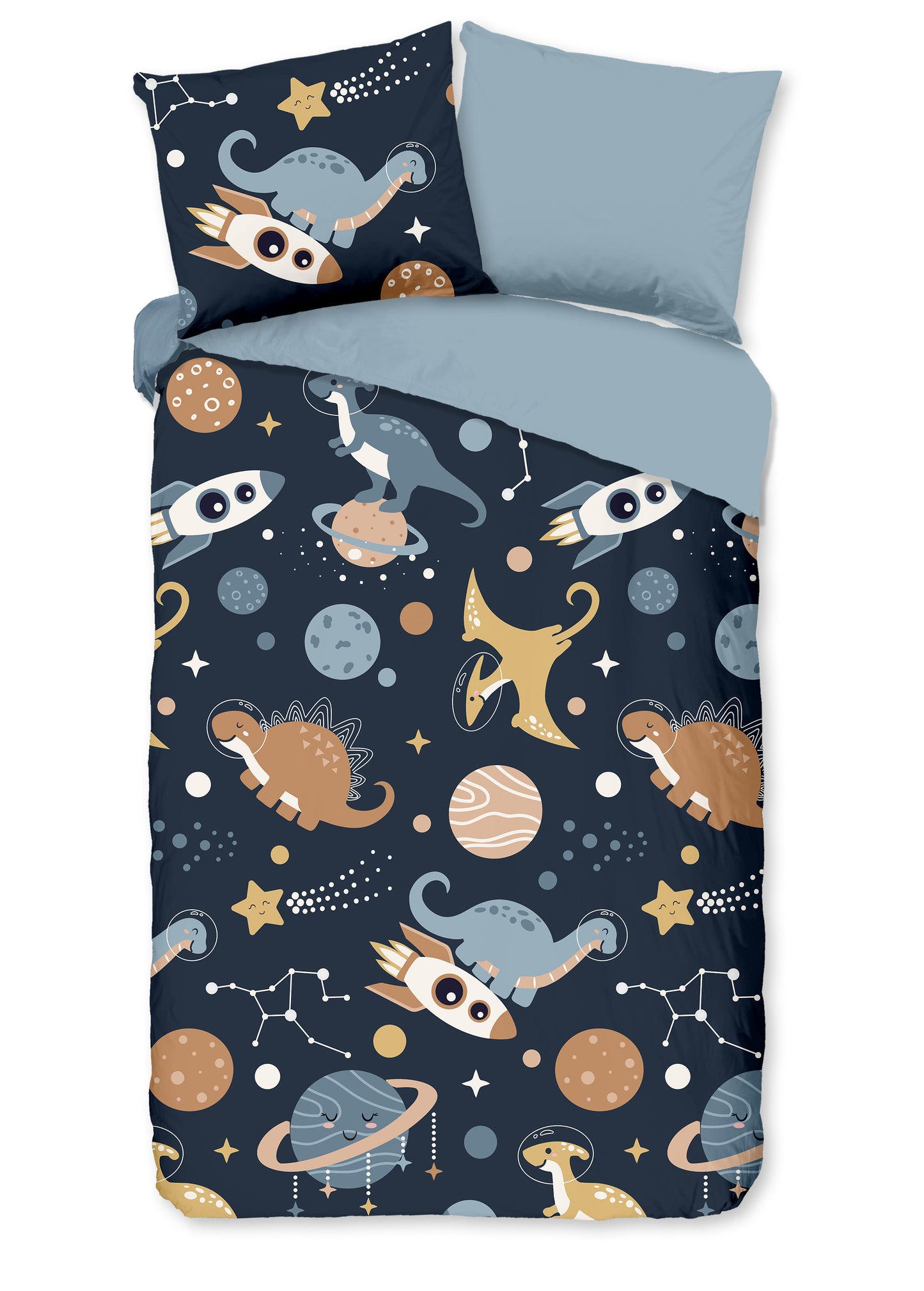 Kinderdekbedovertrek Pure microvezel Spacedino - 1 persoons 140Ã—200/220 cm