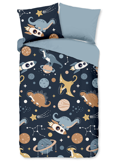 Kinderdekbedovertrek Pure microvezel Spacedino - 1 persoons 140Ã—200/220 cm