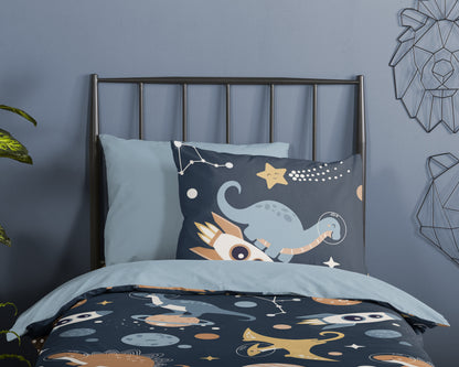 Kinderdekbedovertrek Pure microvezel Spacedino - 1 persoons 140Ã—200/220 cm