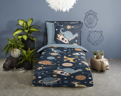 Kinderdekbedovertrek Pure microvezel Spacedino - Duitsland 135x200 + 1* 80x80 cm