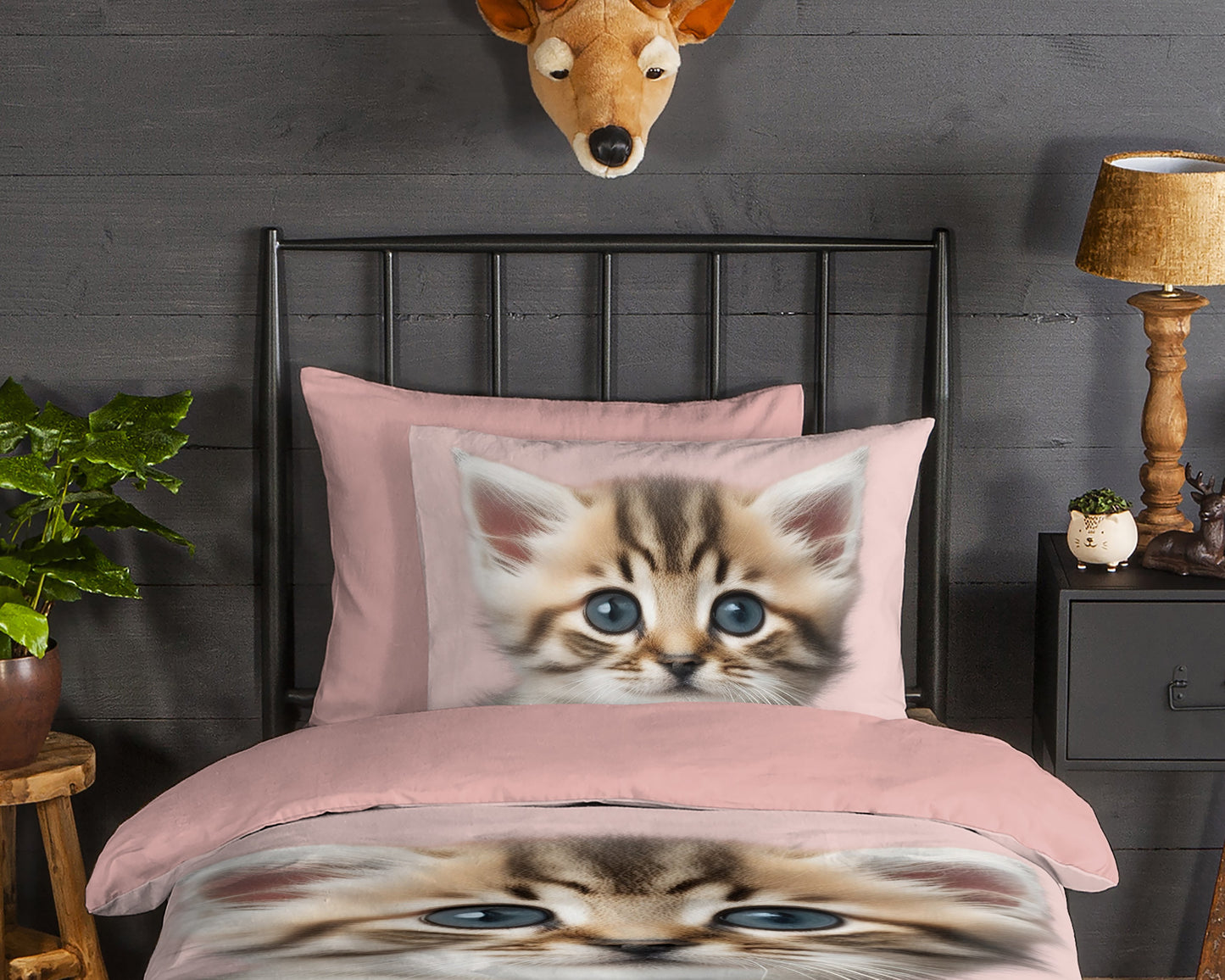 Kinderdekbedovertrek Good Morning Flanel Meow - 1 persoons 140Ã—200/220 cm