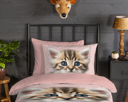 Kinderdekbedovertrek Good Morning Flanel Meow - 1 persoons 140Ã—200/220 cm