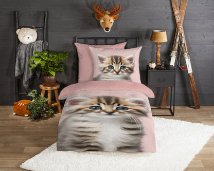 Kinderdekbedovertrek Good Morning Flanel Meow - Duitsland 135x200 + 1* 80x80 cm