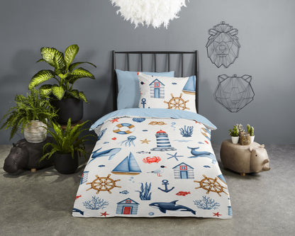 Kinderdekbedovertrek Good Morning Ahoy - 1 persoons 140Ã—200/220 cm