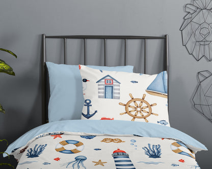 Kinderdekbedovertrek Good Morning Ahoy - Ledikant/ baby 100x135 cm