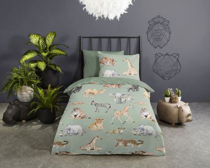 Kinderdekbedovertrek Pure microvezel Safari - 1 persoons 140Ã—200/220 cm