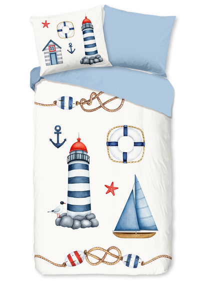 Kinderdekbedovertrek Pure microvezel Martitime - 1 persoons 140Ã—200/220 cm