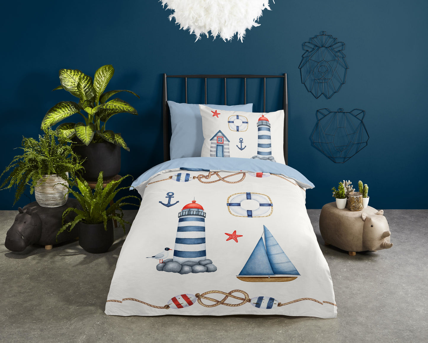 Kinderdekbedovertrek Pure microvezel Martitime - 1 persoons 140Ã—200/220 cm