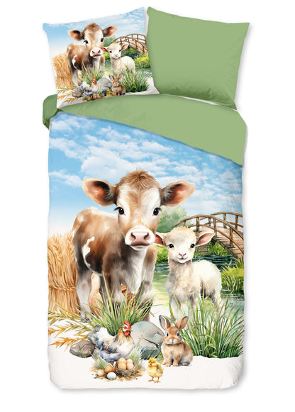 Kinderdekbedovertrek Pure microvezel Farm - 1 persoons 140Ã—200/220 cm