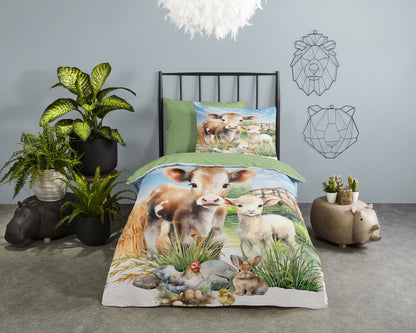 Kinderdekbedovertrek Pure microvezel Farm - 1 persoons 140Ã—200/220 cm