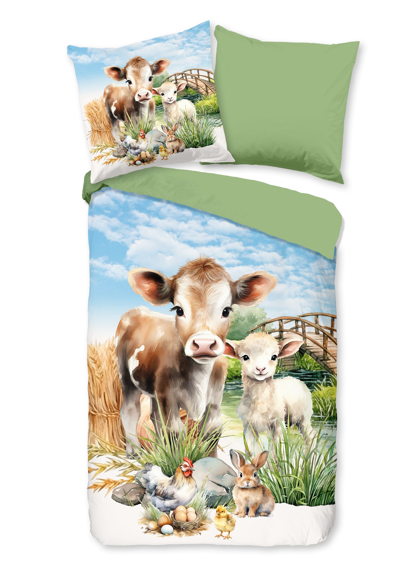 Kinderdekbedovertrek Pure microvezel Farm - Duitsland 135x200 + 1* 80x80 cm