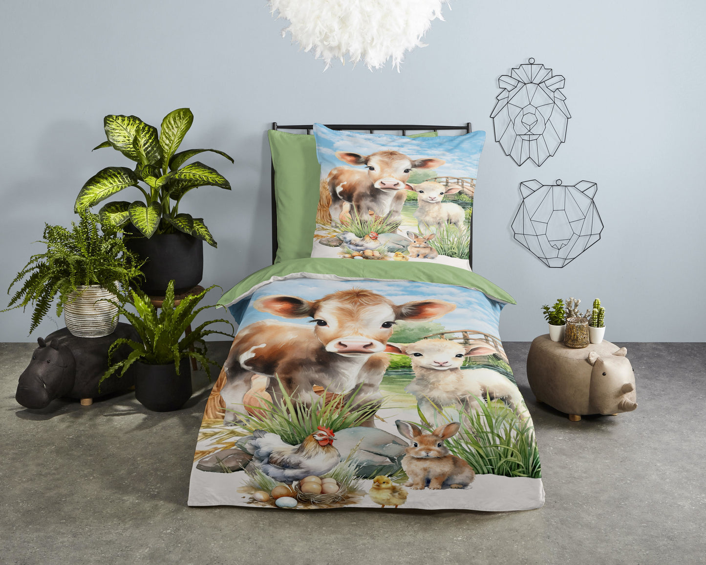 Kinderdekbedovertrek Pure microvezel Farm - Duitsland 135x200 + 1* 80x80 cm