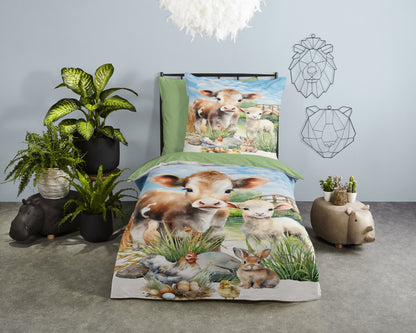 Kinderdekbedovertrek Pure microvezel Farm - Duitsland 135x200 + 1* 80x80 cm