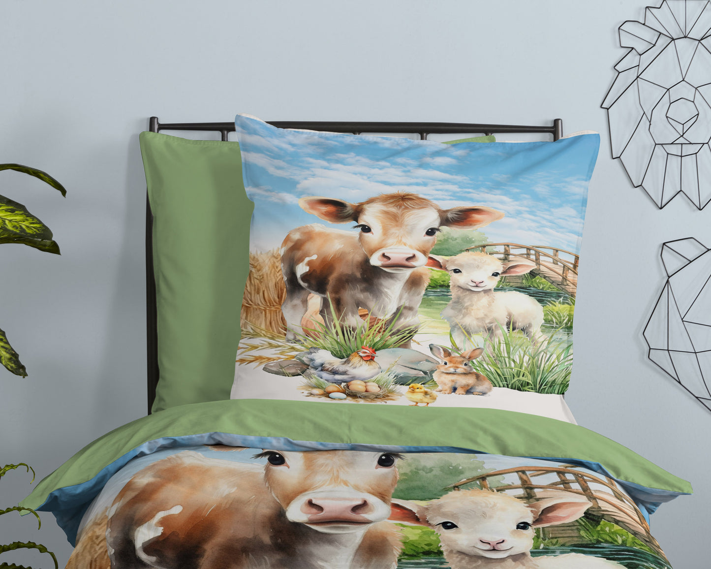 Kinderdekbedovertrek Pure microvezel Farm - Duitsland 135x200 + 1* 80x80 cm