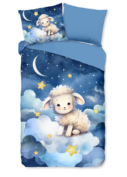 Kinderdekbedovertrek Pure microvezel Sheepy - 1 persoons 140Ã—200/220 cm