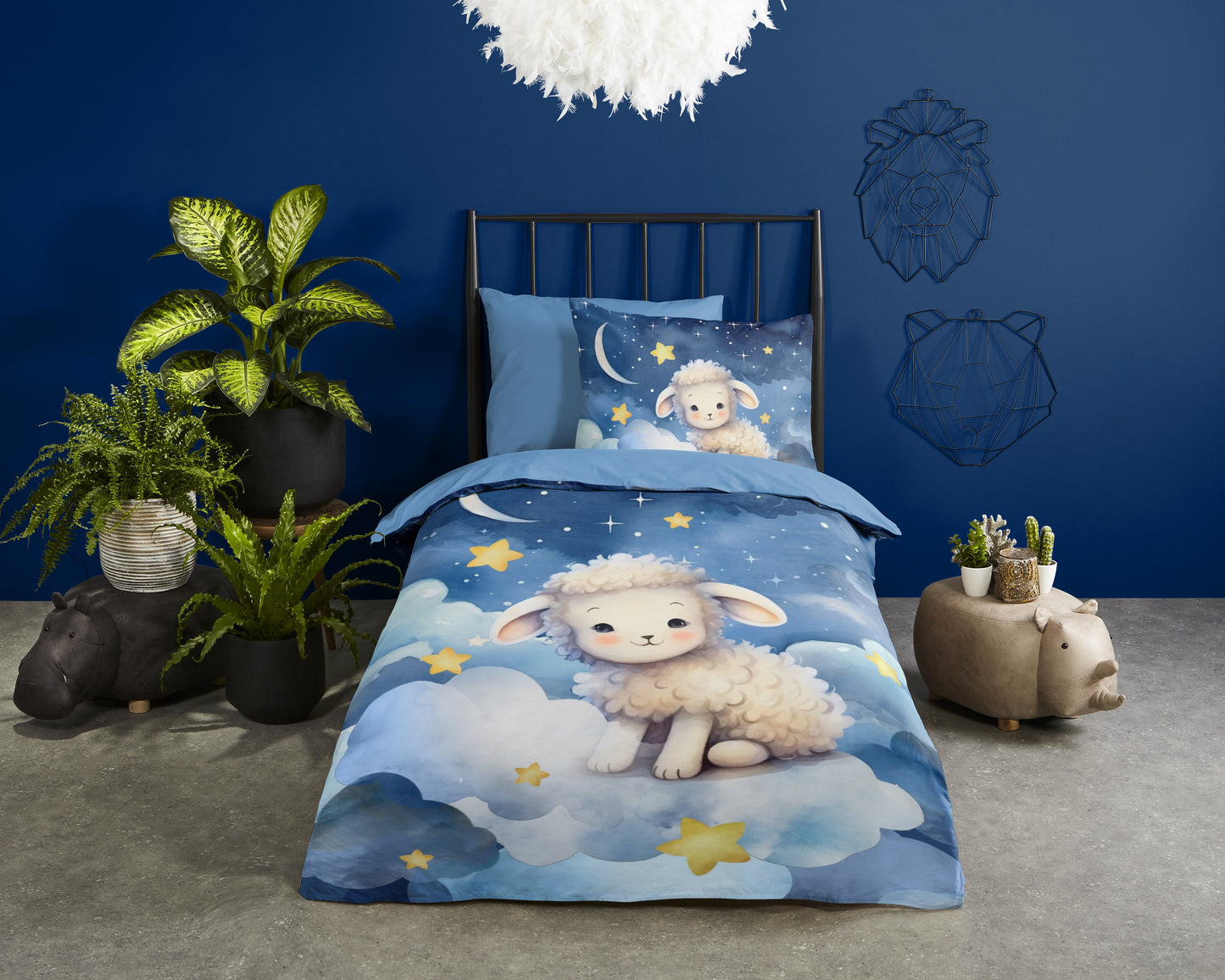 Kinderdekbedovertrek Pure microvezel Sheepy - 1 persoons 140Ã—200/220 cm