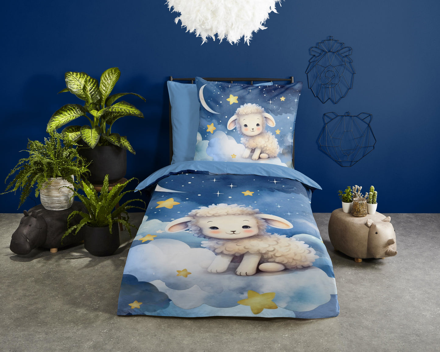Kinderdekbedovertrek Pure microvezel Sheepy - Duitsland 135x200 + 1* 80x80 cm