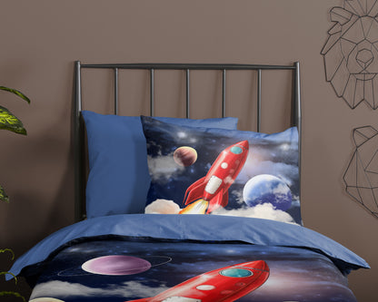 Kinderdekbedovertrek Pure microvezel Rocket - 1 persoons 140Ã—200/220 cm