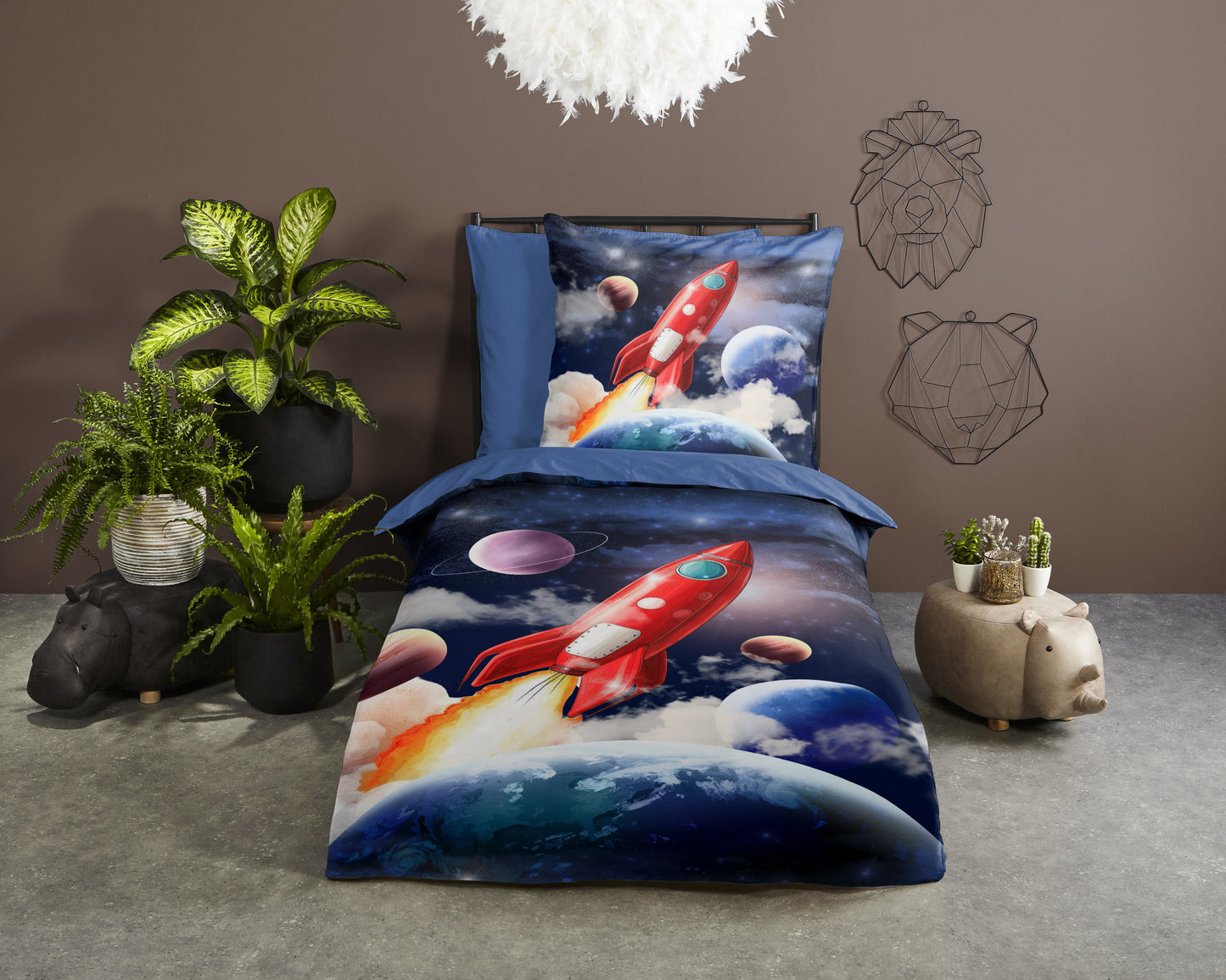 Kinderdekbedovertrek Pure microvezel Rocket - Duitsland 135x200 + 1* 80x80 cm