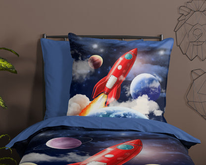 Kinderdekbedovertrek Pure microvezel Rocket - Duitsland 135x200 + 1* 80x80 cm