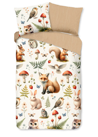 Kinderdekbedovertrek Good Morning Moss flanel - 1 persoons 140Ã—200/220 cm