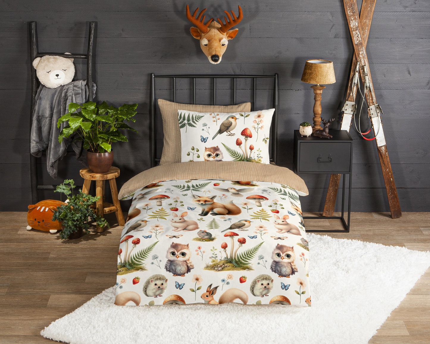 Kinderdekbedovertrek Good Morning Moss flanel - 1 persoons 140Ã—200/220 cm