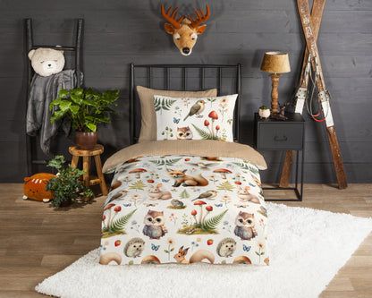 Kinderdekbedovertrek Good Morning Moss flanel - 1 persoons 140Ã—200/220 cm
