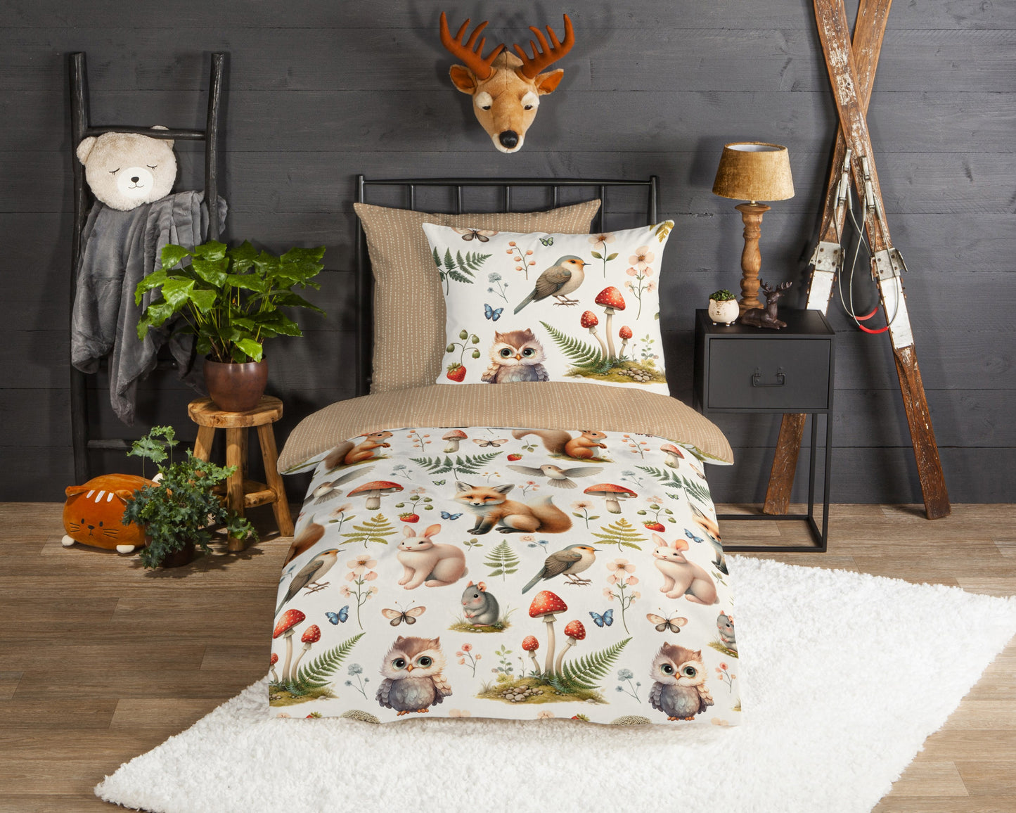 Kinderdekbedovertrek Good Morning Moss flanel - Duitsland 135x200 + 1* 80x80 cm