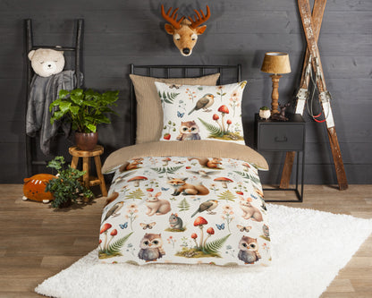 Kinderdekbedovertrek Good Morning Moss flanel - Duitsland 135x200 + 1* 80x80 cm