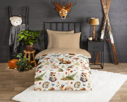 Kinderdekbedovertrek Good Morning Moss flanel - Ledikant/ baby 100x135 cm