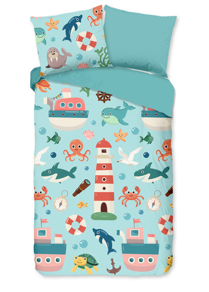 Kinderdekbedovertrek Pure microvezel Sailor - 1 persoons 140Ã—200/220 cm