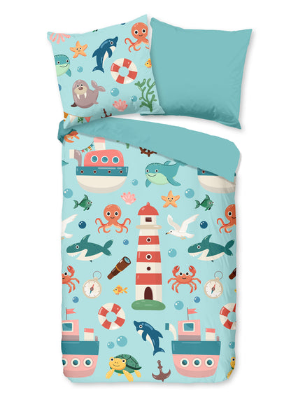 Kinderdekbedovertrek Pure microvezel Sailor - Duitsland 135x200 + 1* 80x80 cm