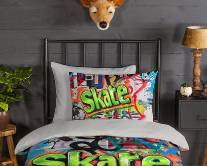 Kinderdekbedovertrek Good Morning Skate flanel - 1 persoons 140Ã—200/220 cm