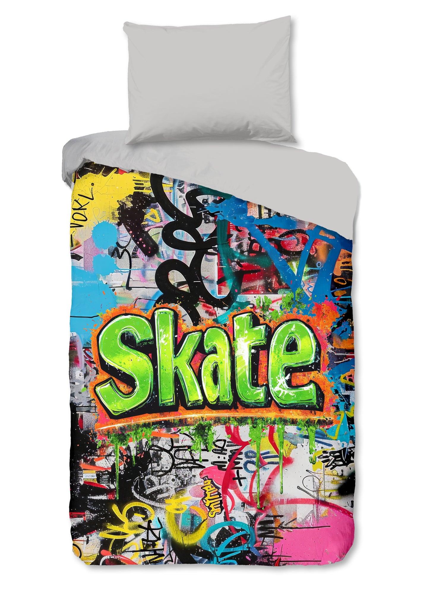 Kinderdekbedovertrek Good Morning Skate flanel - Oostenrijk 140x200 + 1* 70x90 cm