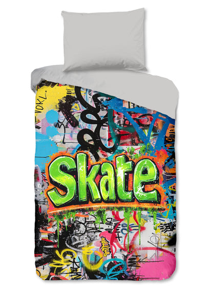 Kinderdekbedovertrek Good Morning Skate flanel - Oostenrijk 140x200 + 1* 70x90 cm