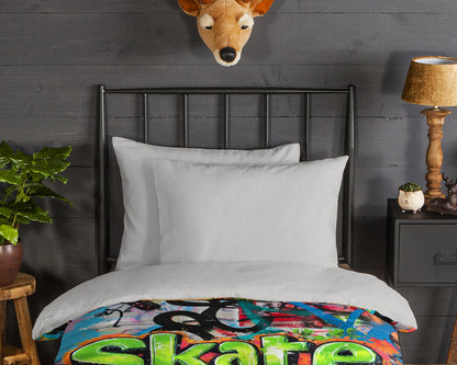 Kinderdekbedovertrek Good Morning Skate flanel - Oostenrijk 140x200 + 1* 70x90 cm