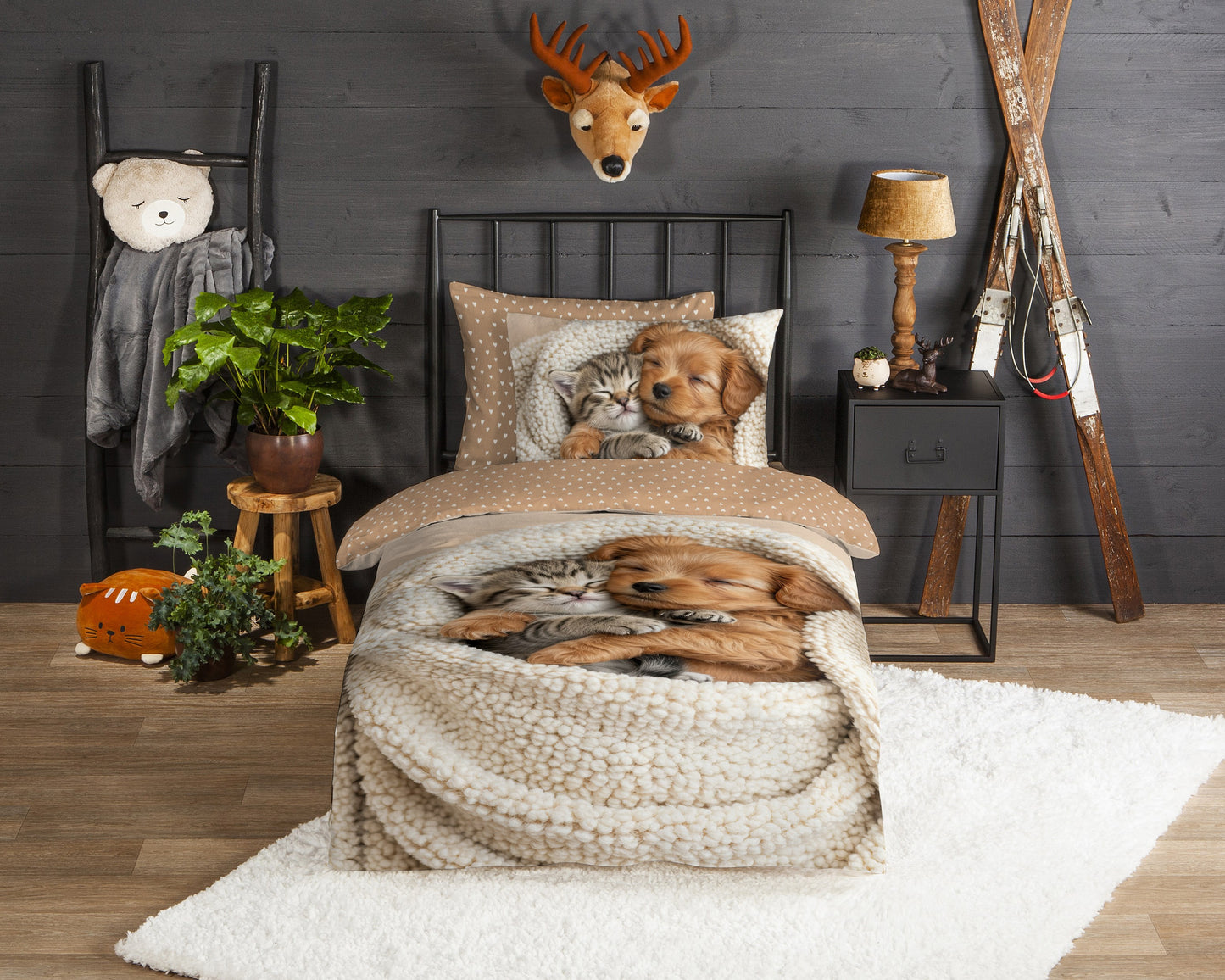Kinderdekbedovertrek Good Morning Reno flanel - 1 persoons 140Ã—200/220 cm