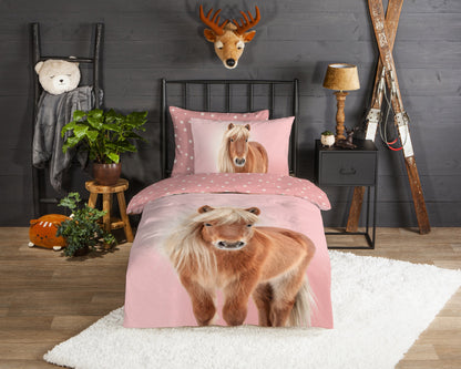 Kinderdekbedovertrek Good Morning Caitlin flanel - 1 persoons 140Ã—200/220 cm
