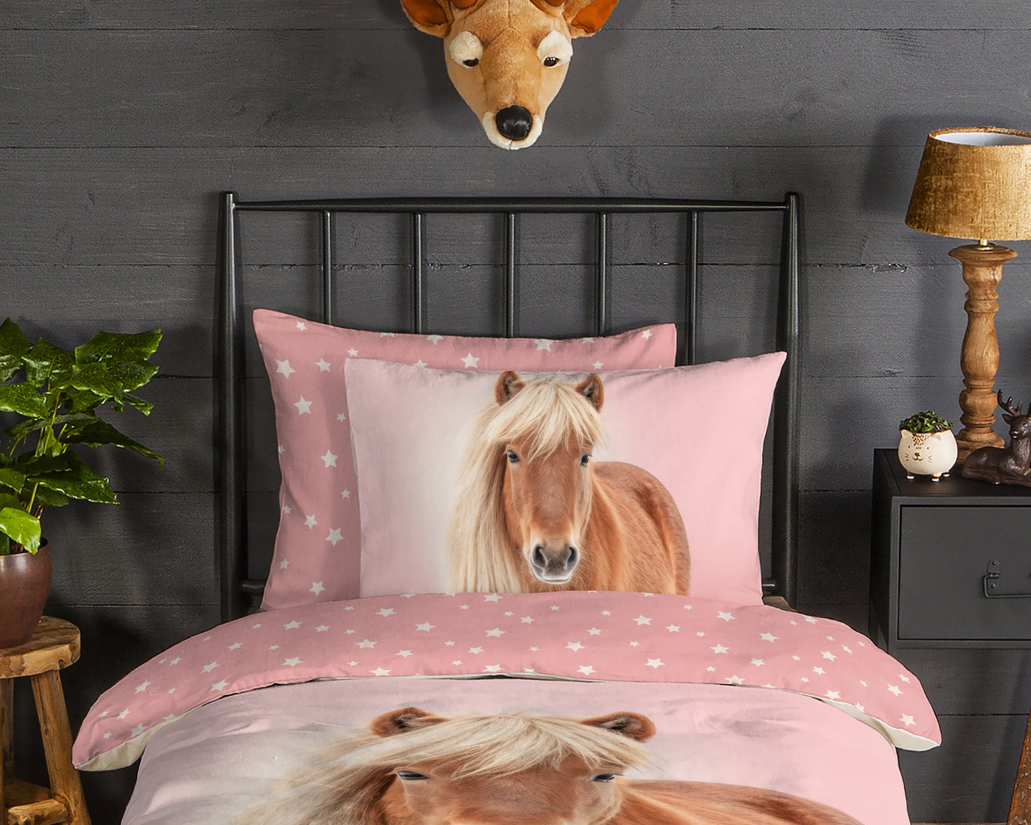 Kinderdekbedovertrek Good Morning Caitlin flanel - 1 persoons 140Ã—200/220 cm