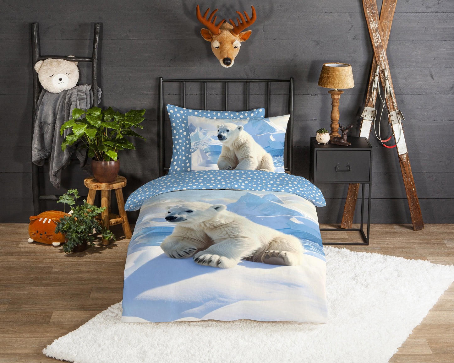 Kinderdekbedovertrek Good Morning Emric flanel - 1 persoons 140Ã—200/220 cm