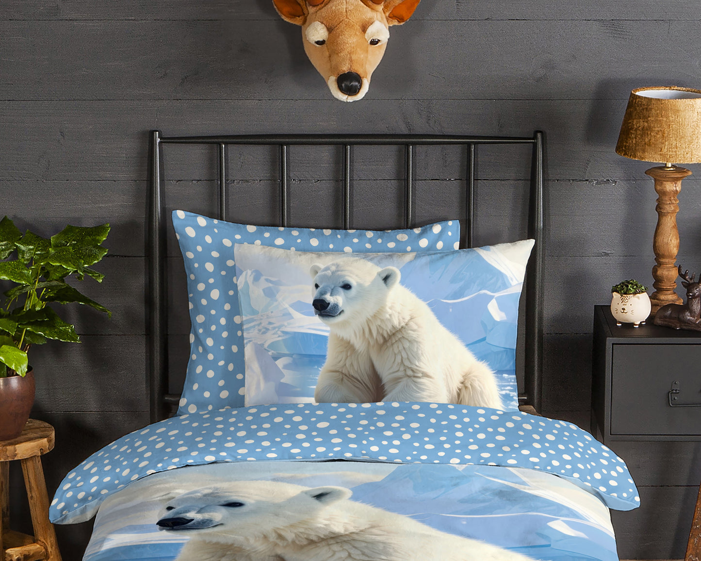 Kinderdekbedovertrek Good Morning Emric flanel - 1 persoons 140Ã—200/220 cm