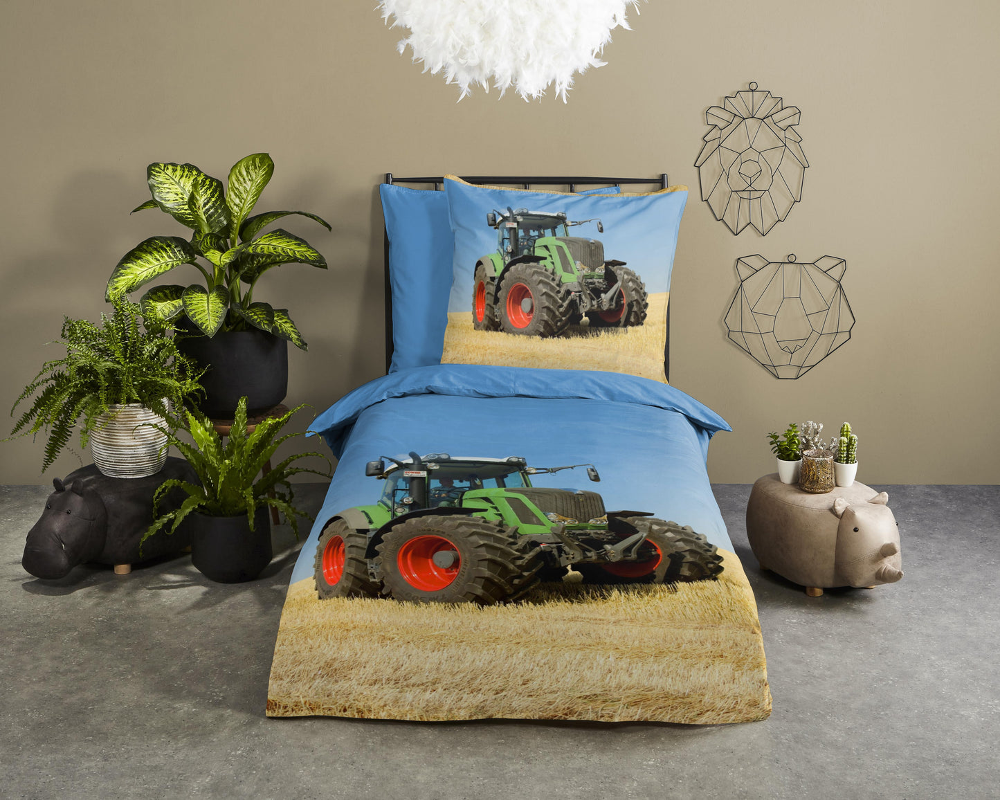 Kinderdekbedovertrek Good Morning Tractor - Duitsland 135x200 + 1* 80x80 cm