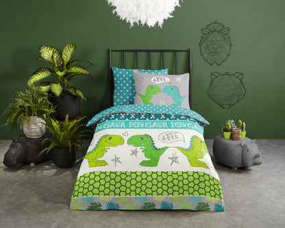 Kinderdekbedovertrek Good Morning Dinosaur - 1 persoons 140Ã—200/220 cm