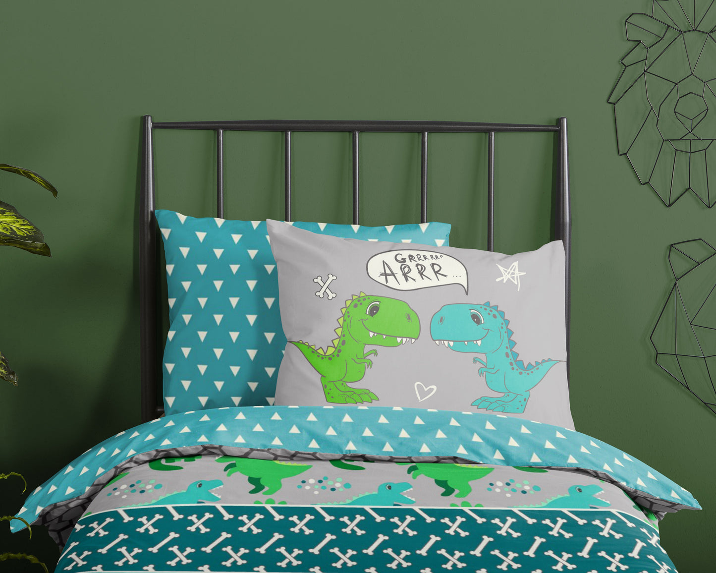 Kinderdekbedovertrek Good Morning Dinosaur - 1 persoons 140Ã—200/220 cm