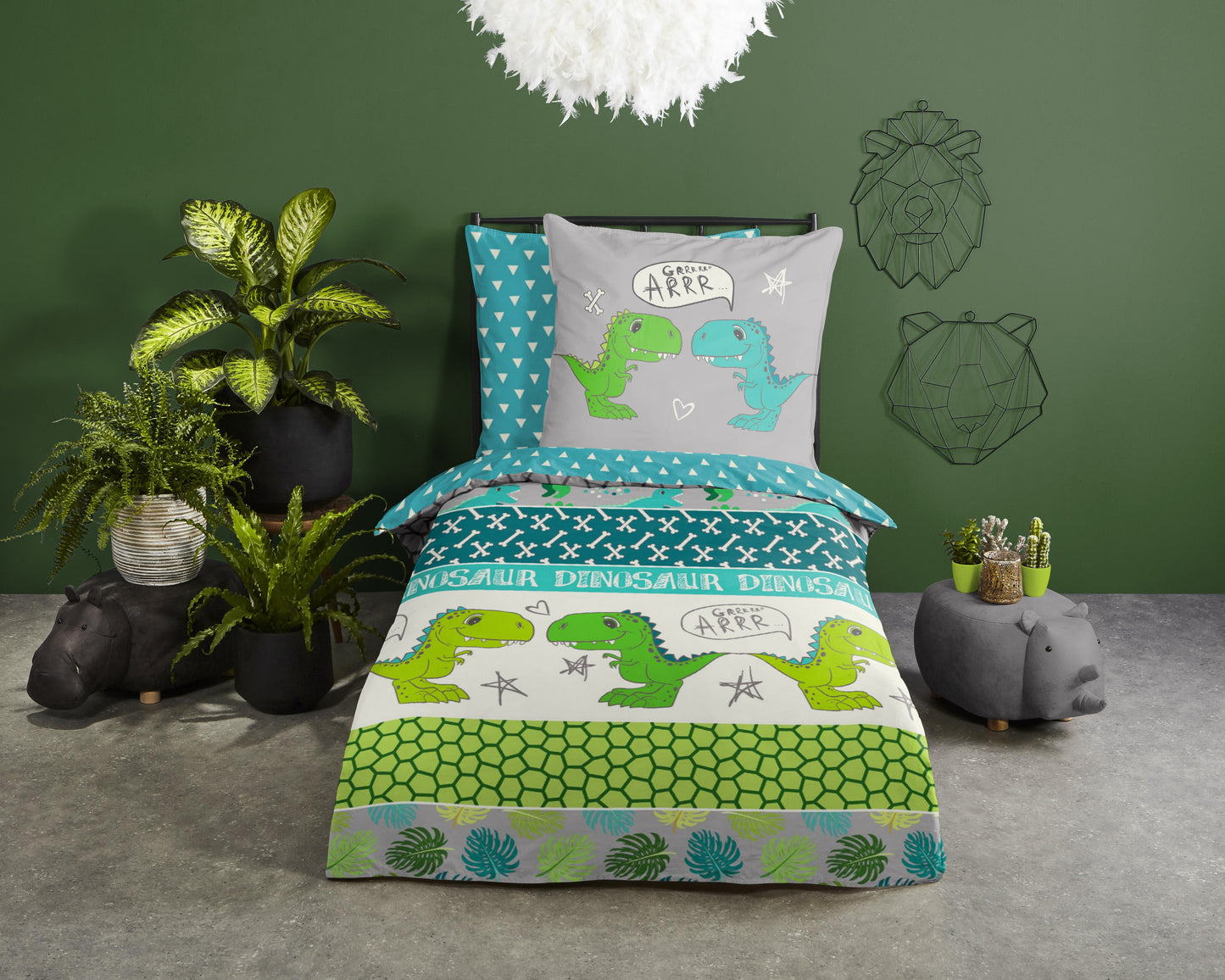 Kinderdekbedovertrek Good Morning Dinosaur - Duitsland 135x200 + 1* 80x80 cm